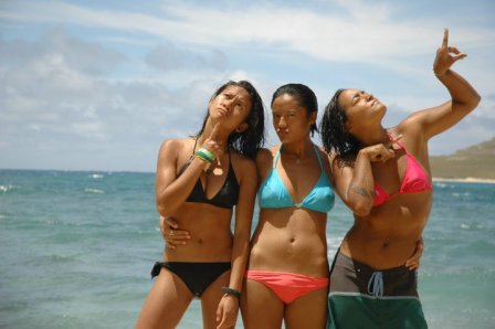 Messing Around On The Beach. From The Left: Ying, Lei and I